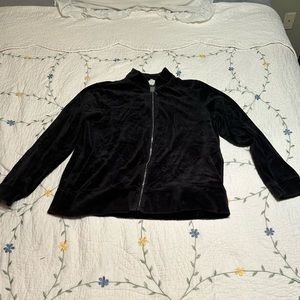 Rhinestones zipper design black velvet jacket